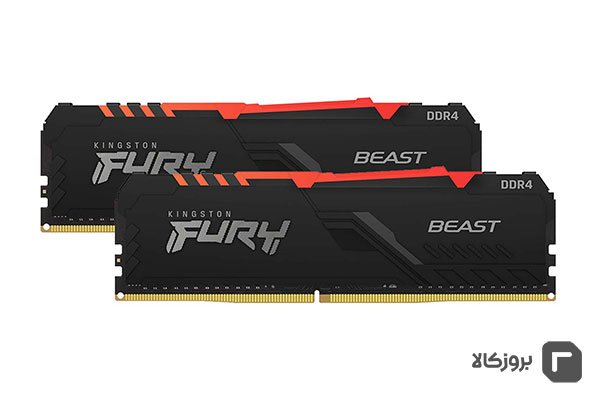 رم دسکتاپ DDR4 کینگستون 3200MHz مدل Kingston Fury Beast RGB ظرفیت 2×8 گیگابایت
