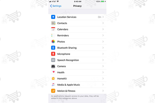 تنظیمات حریم خصوصی گوشی آیفون