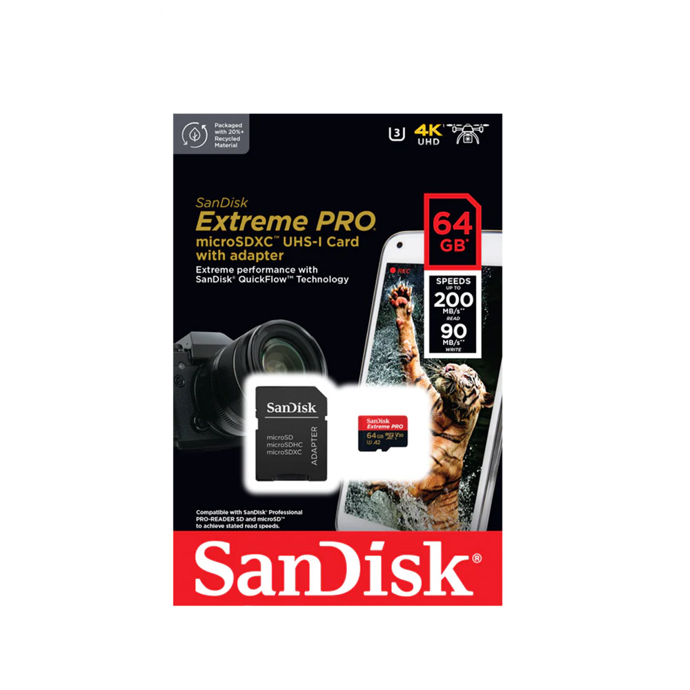 کارت حافظه سندیسک مدل Sandisk Extreme pro microSDXC UHS-I 64GB 200MB