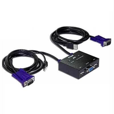 سوییچ USB KVM دو پورت D-Link مدل KVM-222 با جک 3.5 میلی‌متری