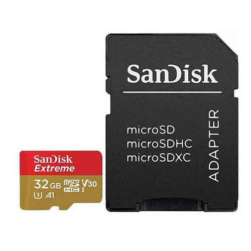  کارت حافظه microSDHC سن دیسک مدل Extreme V30 کلاس A1 استاندارد UHS-I U3  با آداپتور SD 32 گیگابایت 