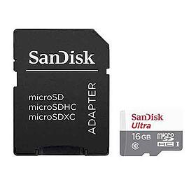  کارت حافظه microSDHC سن دیسک مدل Ultra کلاس10 با آداپتور 16 گیگابایت 