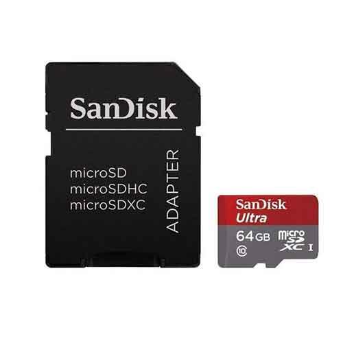  کارت حافظه microSDXC سن دیسک مدل Ultra کلاس 10 با آداپتور 64 گیگابایت 